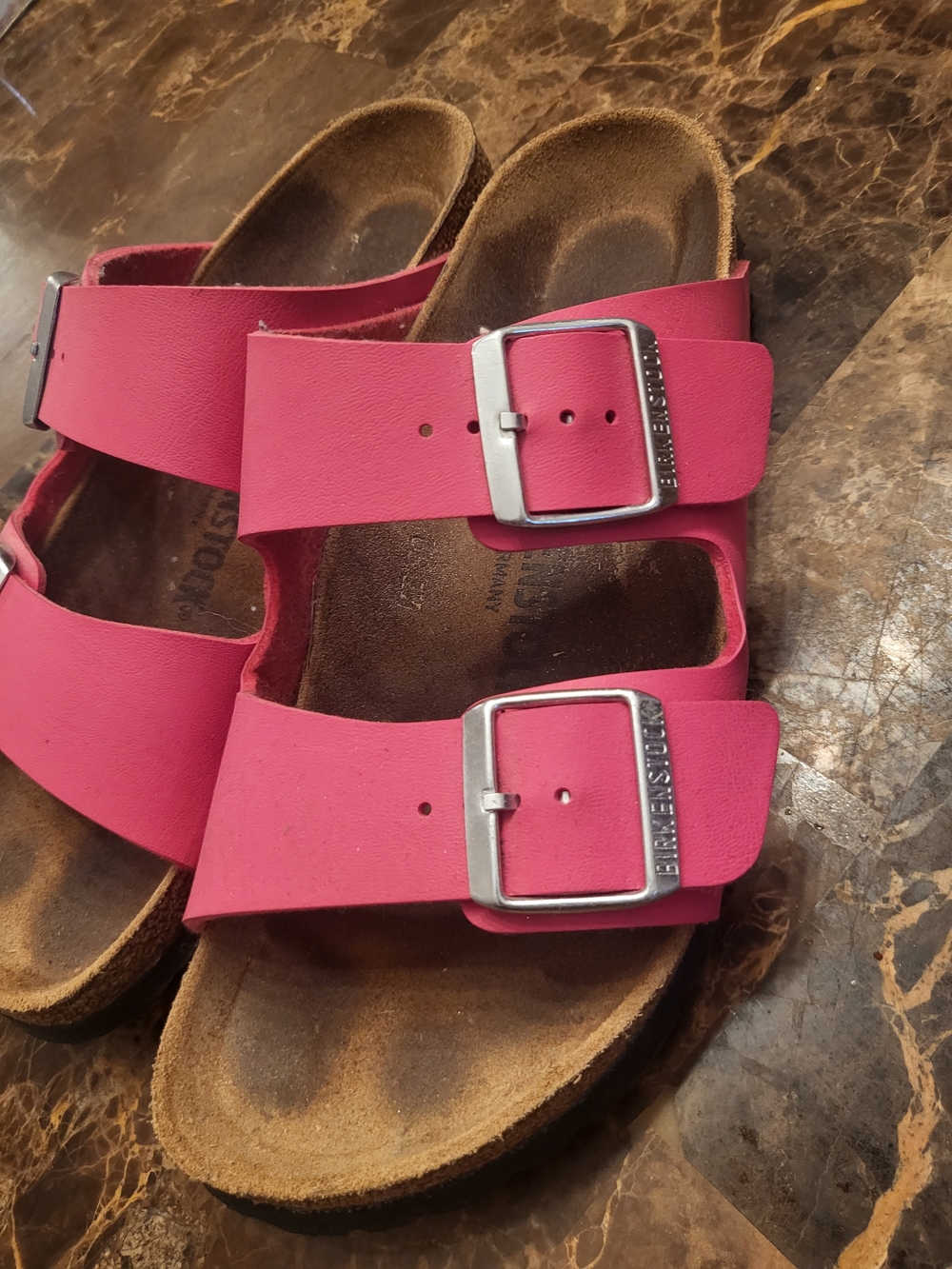 Birkenstock Pink Dual-Strap Slide Sandals - Picture 3 of 4